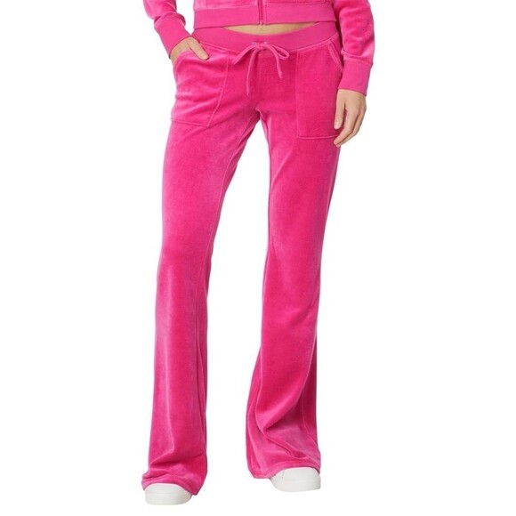Juicy Couture Velour Sweat Track Pants Y2K Flared Back Pockets Pink Women’s S - Picture 2 of 10
